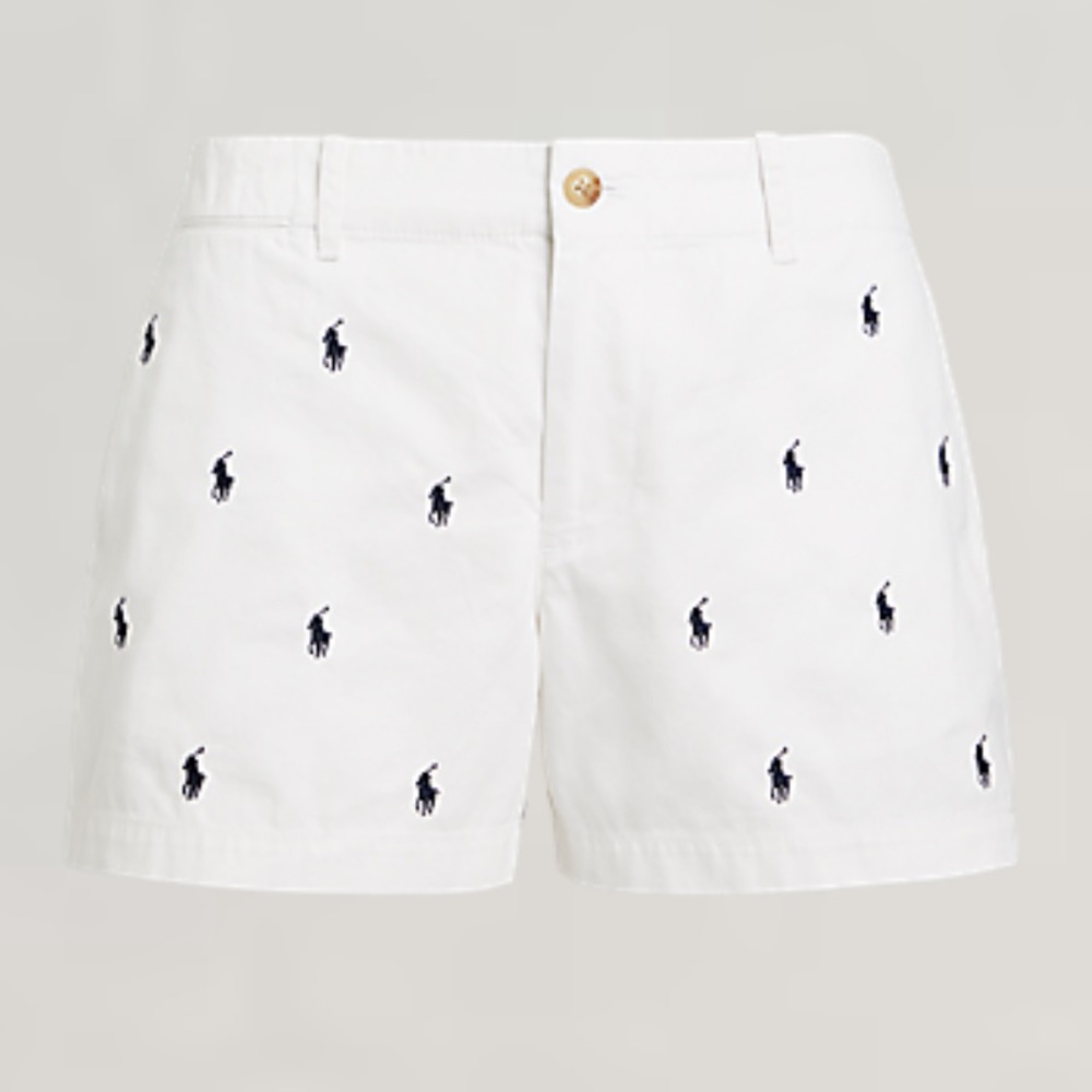 Polo Ralph Lauren White Bermuda Shorts with Embroidered Icons